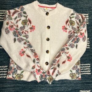 Boden fluffy floral cardigan